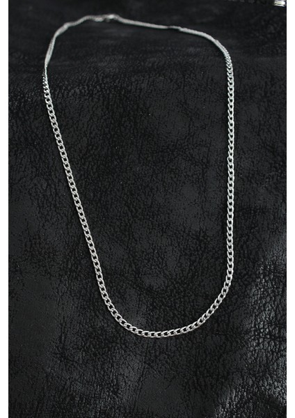 316L Çelik Ince Klasik Zincir Model Gümüş Renk Erkek Kolye