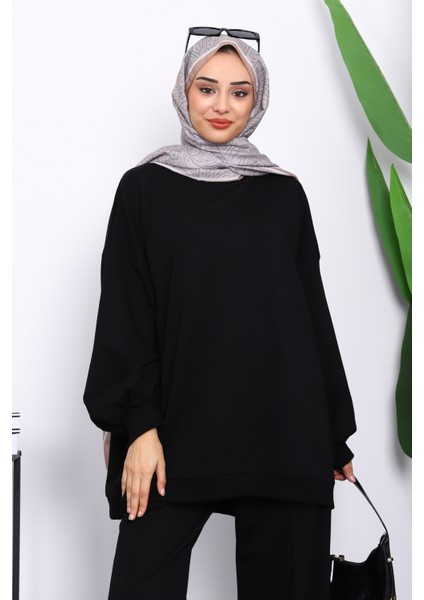 Siyah Iki Iplik Oversize Pantolonlu Takım modelleri