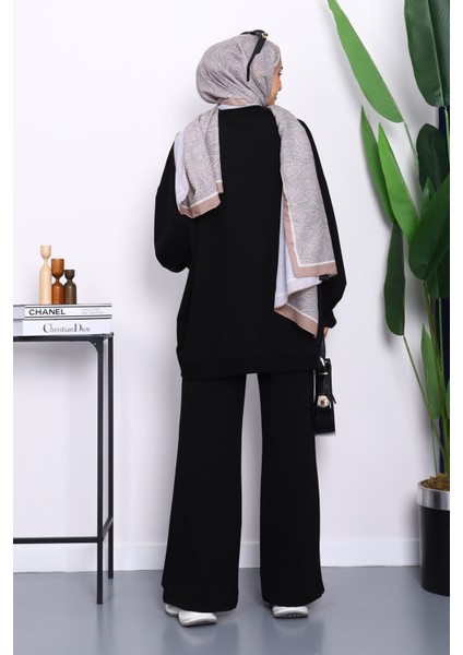 Siyah Iki Iplik Oversize Pantolonlu Takım fırsatları