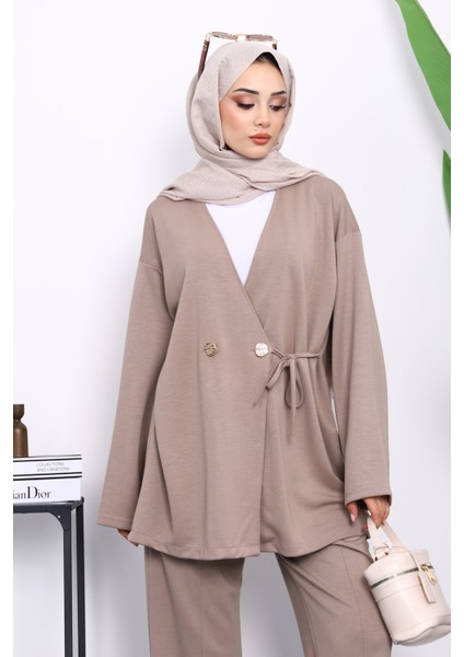 Vizon Bağlama Detaylı Tunik Pantolonlu Takım modelleri