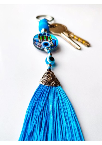 Fatımanın Eli Cam Boncuklu Püsküllü Mavi Anhtarlık fiyatları