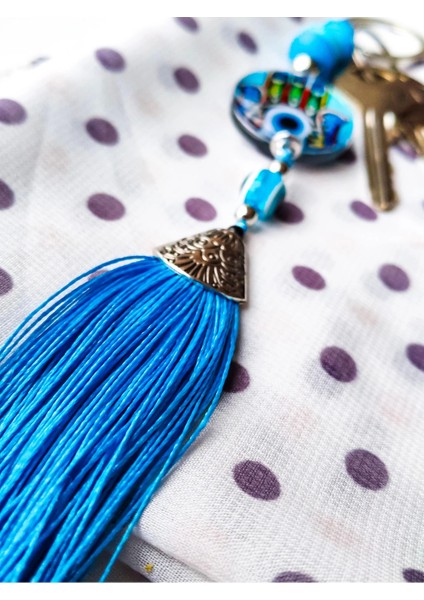 Fatımanın Eli Cam Boncuklu Püsküllü Mavi Anhtarlık fırsatları