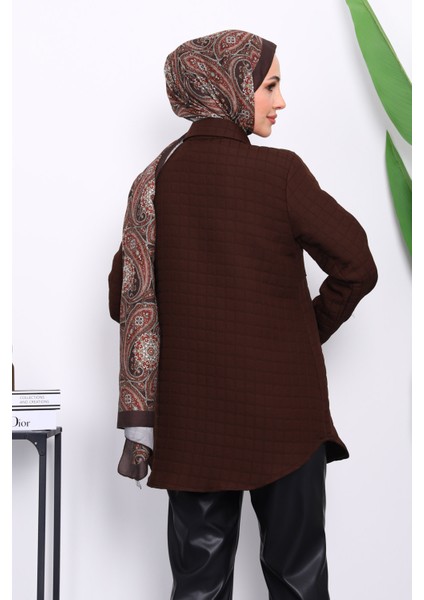 Kahverengi Kapitone Çıtçıtlı Cepli Ceket fırsatları