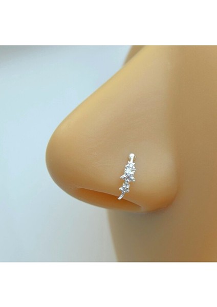 925 Ayar Gümüş Deliksiz Sıkıştırmalı Burun Hızma Seti – Taşlı, Yıldızlı, Minimal, 3’lü