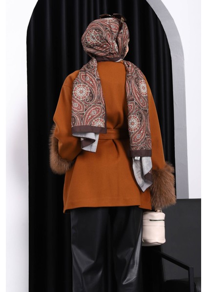 Taba Bel Kuşaklı Çift Cepli Kaşe Kaban modelleri