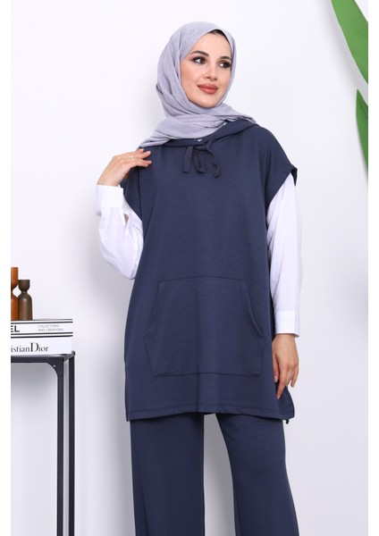 Füme Kapşonlu Süveter Pantolonlu Modal Takım modelleri