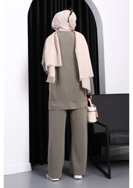 Haki Taş Detaylı Tunik Pantolonlu Modal Takım fırsatları