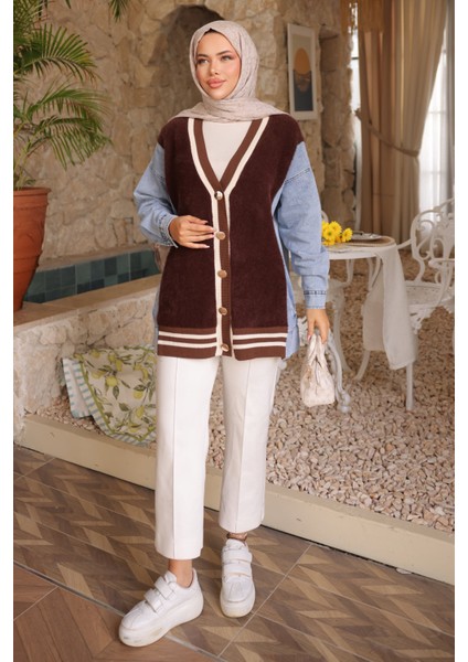 Kahverengi Kot Garnili Yumoş Triko Hırka fiyatları