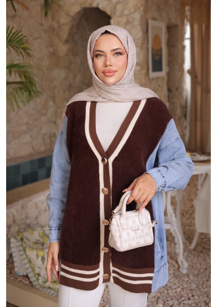 Kahverengi Kot Garnili Yumoş Triko Hırka modelleri