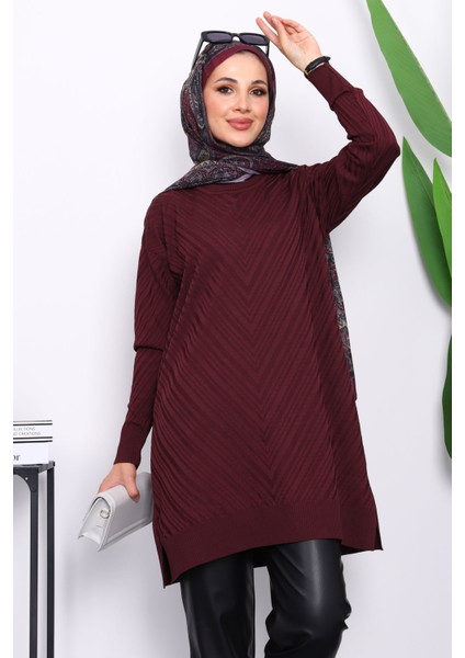 Mürdüm Merserize Soğuk Iplik Triko Tunik