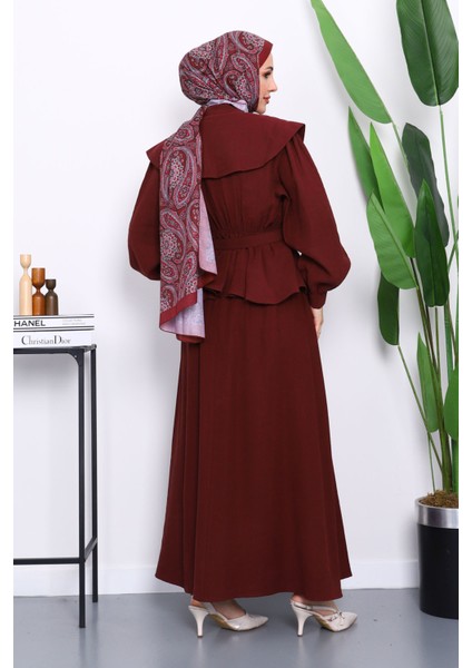 Bordo Yaka Detaylı Gömlek Etekli Takım fırsatları