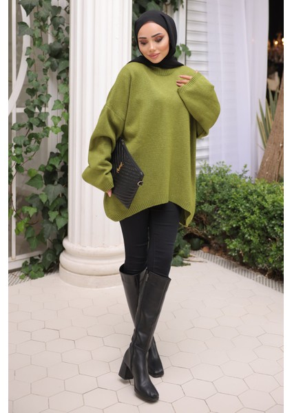 Yeşil Bisiklet Yaka Triko Kazak fiyatları