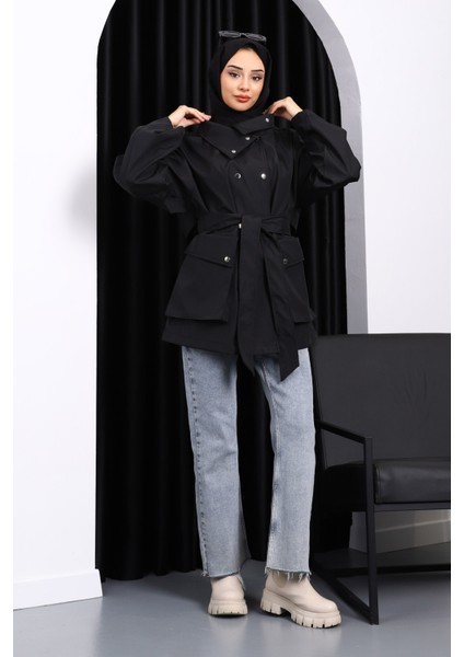 Siyah Oversize Cepli Bondit Trençkot fiyatları