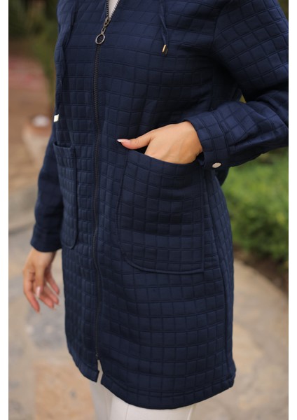 Lacivert Kapitone Fermuarlı Cepli Kap fırsatları