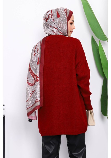 Bordo Yumoş Triko İncili Hırka fırsatları