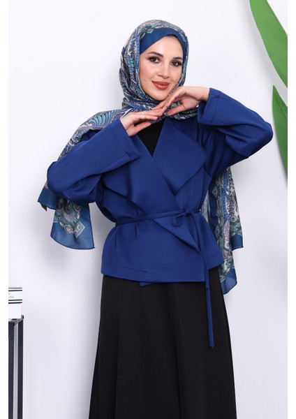 Lacivert Şal Yaka Scuba Puf Kısa Ceket modelleri