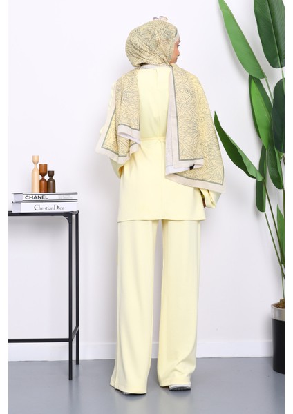 Sarı Asimetrik Kesim Tunik Pantolonlu Takım fırsatları