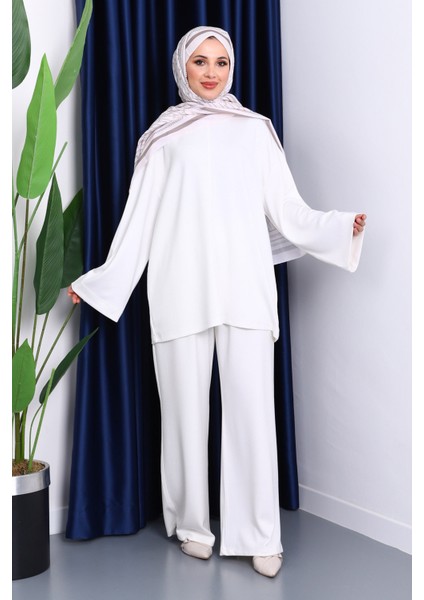 Ekru Tunik Pantolonlu Modal Takım