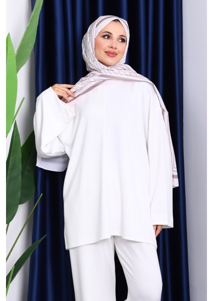 Ekru Tunik Pantolonlu Modal Takım modelleri