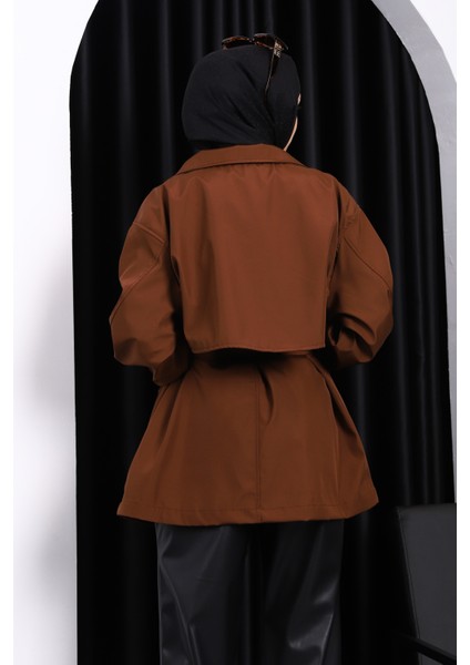 Kahverengi Oversize Cepli Bondit Trençkot fırsatları