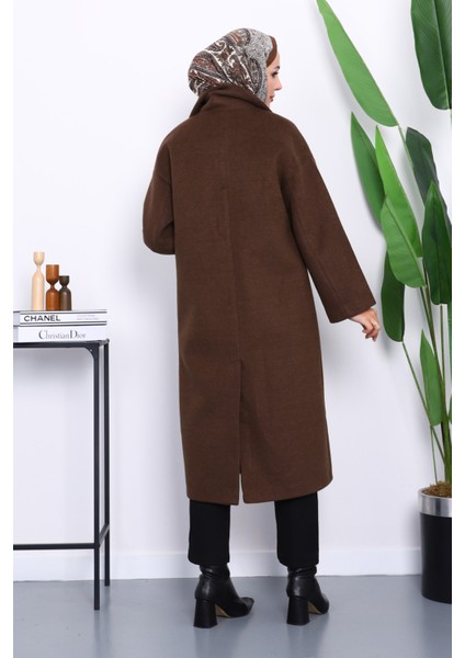 Kahverengi Kruvaze Yaka Astarlı Kaşe Kaban fırsatları