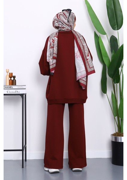 Bordo Iki Iplik Oversize Pantolonlu Takım fırsatları