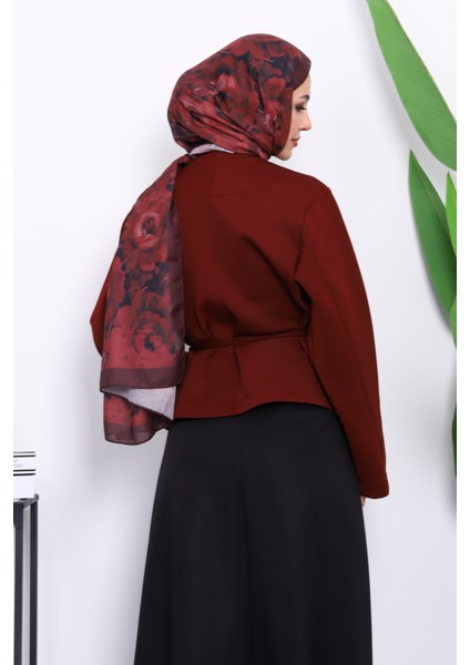 Bordo Şal Yaka Scuba Puf Kısa Ceket fırsatları