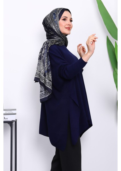 Lacivert Yarasa Kol Panço Triko Tunik modelleri