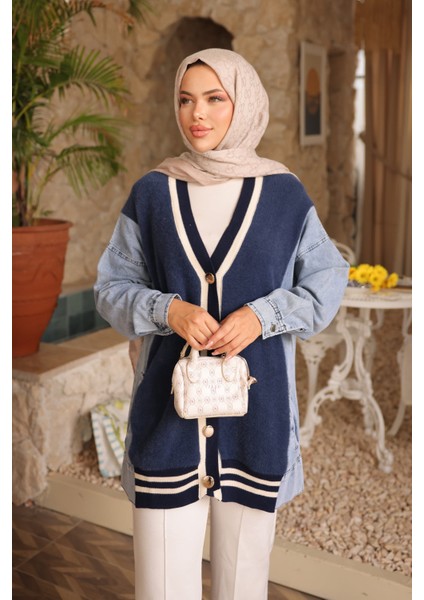 Lacivert Kot Garnili Yumoş Triko Hırka modelleri
