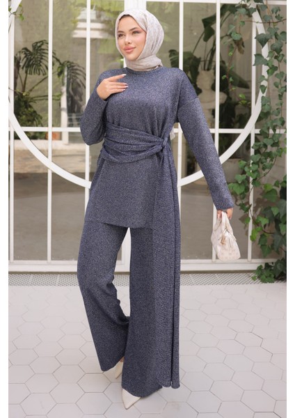 Lacivert Bisiklet Yaka Simli Pantolonlu Takım fiyatları