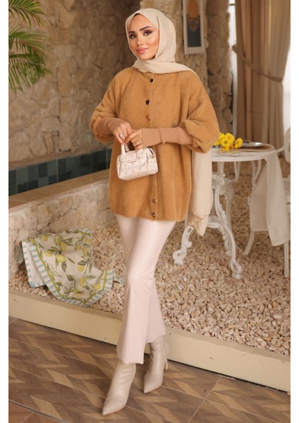 Vizon Dik Yaka Angora Yumoş Hırka modelleri