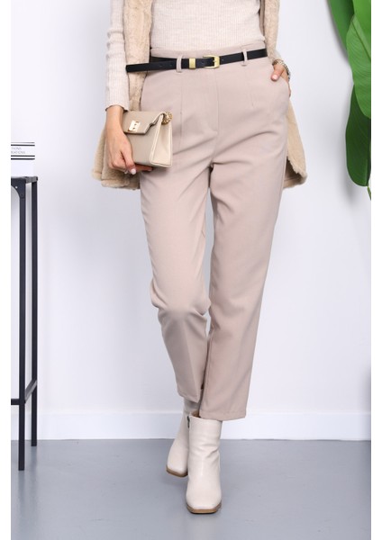 Taş Kemerli Önü Pensli Havuç Kumaş Pantolon fiyatları