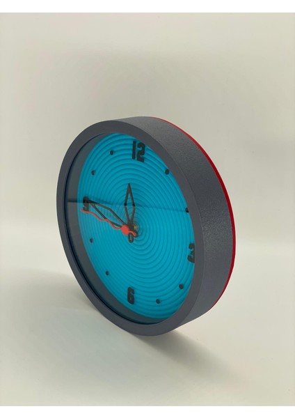 Mavi Spiral Tasarımlı, Koyu Gri Kasa, Sade ve Modern Duvar Saati indirimleri