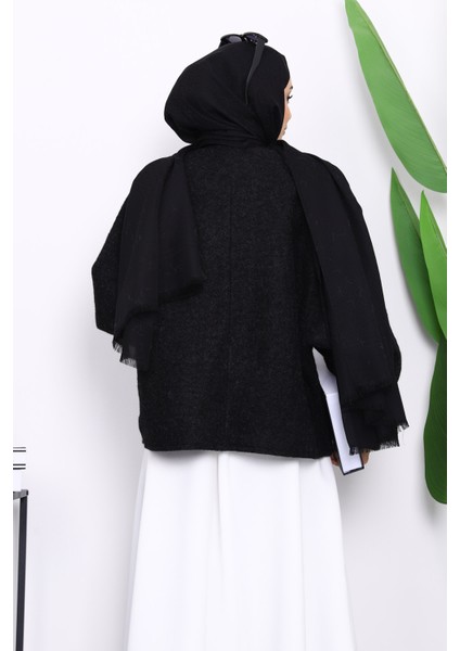Siyah Önü Bağlamalı Keçe Kimono Ceket fiyatları