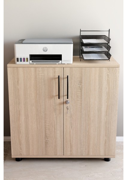 Çok Amaçlı Dolap Ofis Büro Mobilyası Evrak Dolabı Lüks Modern Kapaklı Raf Mobilya Sonoma Organizer