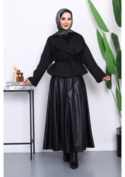 Siyah Şal Yaka Scuba Puf Kısa Ceket fiyatları