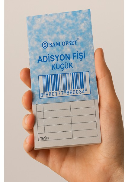 Sam Adisyon Bilgi Fişi, Adisyon Defteri Ölçüsü: 7X15 Cm. 100 Yapraklı, Numaralı 72 Cilt (6 Düzine)