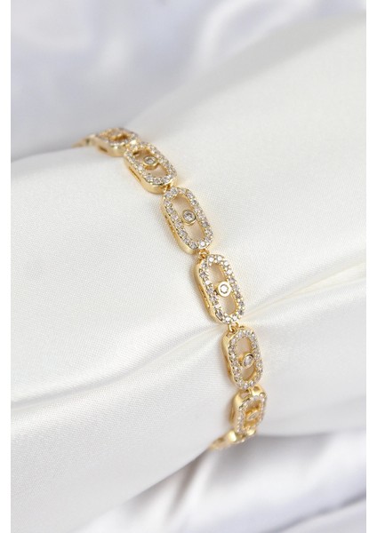 Pirinç Zirkon Taşlı Messika Model Gold Renk Vıp Seri Kadın Bileklik