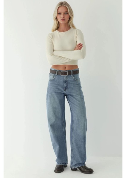 Kadın Temel Örme Üst Gri