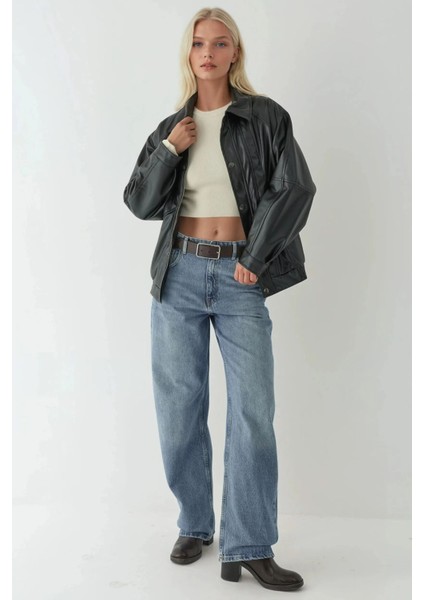 Kadın Temel Örme Üst Gri