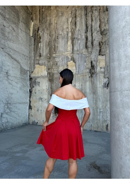 Esnek Krep Kumaş V Yaka Pile Detaylı Mini Abiye Elbise 583287 Kırmızı fırsatları