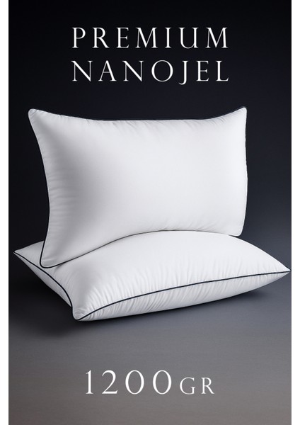 2 Adet 50X70CM Nano Jel Lüks Yastık | 1200GR Anti-Alerjik Pamuklu Yastık Seti 2'li -Özel Çantalı