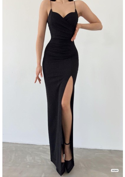 Kadın Fukuro Simli Askılı Abiye Siyah 582889 modelleri