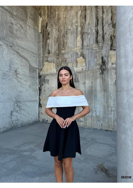 Esnek Krep Kumaş Degaje Yaka Abiye Mini Elbise 583238 Siyah fiyatları