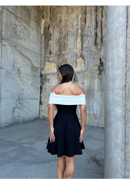 Esnek Krep Kumaş Degaje Yaka Abiye Mini Elbise 583238 Siyah fırsatları