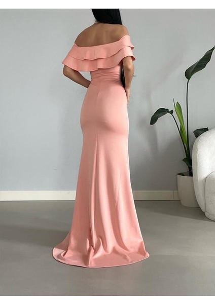 Kadın Balık Model Scuba Kumaş Kuyruklu Düğün Nişan Mezuniyet Abiye Elbise Pudra 581488 fiyatları