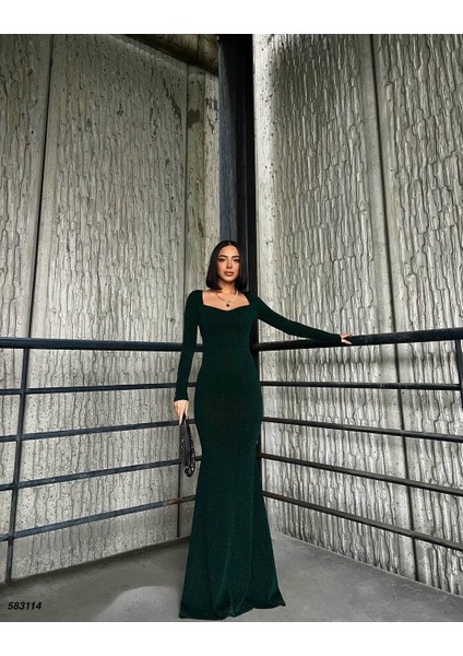 Kalp Yaka Balık Model Flowers Kumaş Abiye Elbise Zümrüt 583114 fiyatları