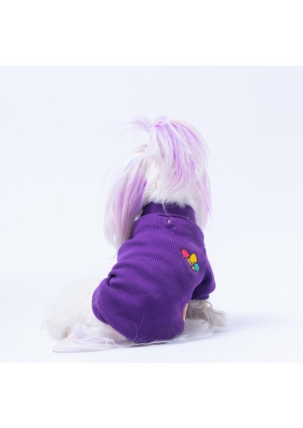 Mor Ice Cream Dondurma Nakışlı Esnek Kedi Köpek Sweat- Kedi Köpek Kıyafeti