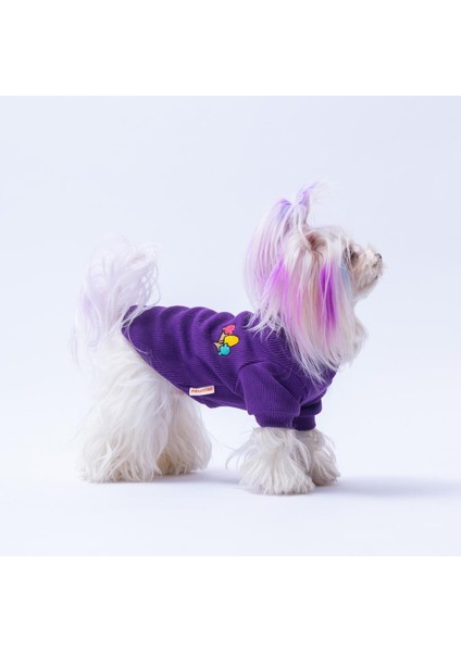 Mor Ice Cream Dondurma Nakışlı Esnek Kedi Köpek Sweat- Kedi Köpek Kıyafeti fırsatları
