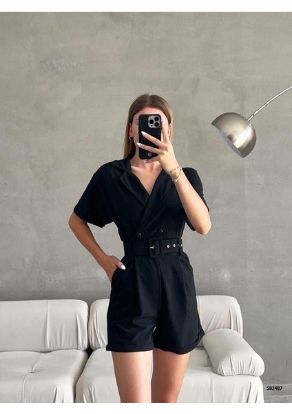 Skuba Krep Şort Tulum Siyah 582487